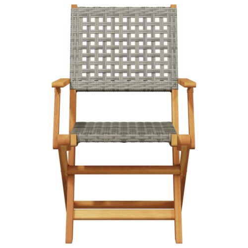 3-Piece Bistro Set Grey Poly Rattan Wicker Outdoor Patio Furniture Wood Timber Outdoor Patio Furniture - Image 4