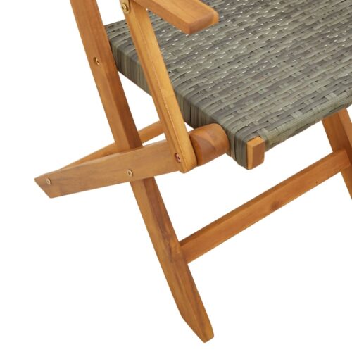 3-Piece Bistro Set Grey Poly Rattan Wicker Outdoor Patio Furniture Wood Timber Outdoor Patio Furniture - Image 9