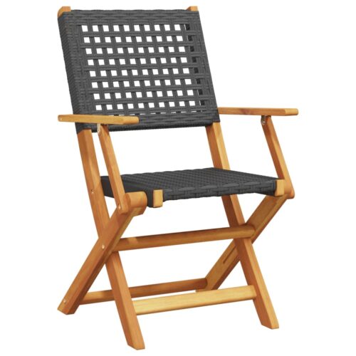 3-Piece Bistro Set Black Poly Rattan Wicker Outdoor Patio Furniture Wood Timber Outdoor Patio Furniture - Image 3