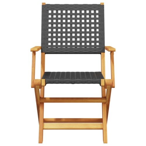 3-Piece Bistro Set Black Poly Rattan Wicker Outdoor Patio Furniture Wood Timber Outdoor Patio Furniture - Image 4