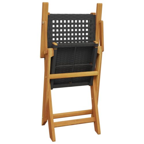 3-Piece Bistro Set Black Poly Rattan Wicker Outdoor Patio Furniture Wood Timber Outdoor Patio Furniture - Image 7