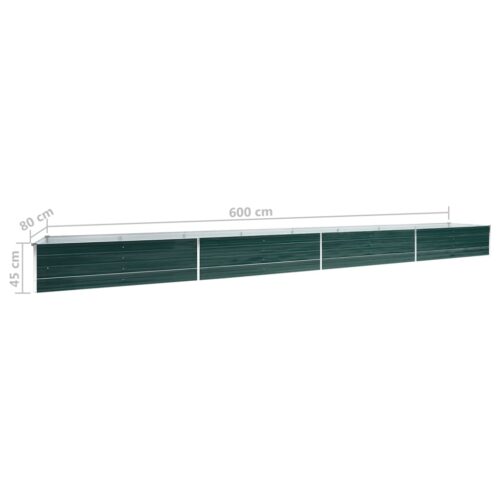 Garden Raised Bed Galvanised Steel 600x80x45cm Green - Image 7