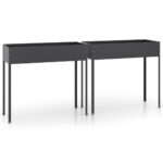 Garden Planters 2pcs Anthracite Galvanised Steel