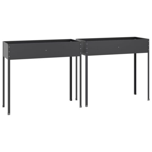 Garden Planters 2pcs Anthracite Galvanised Steel - Image 4