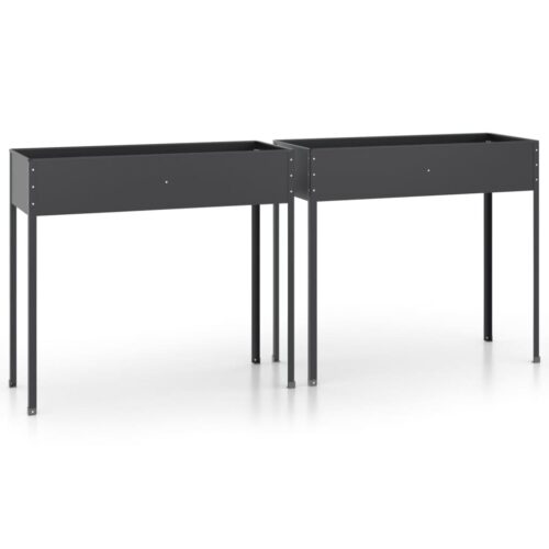 Garden Planters 2pcs Anthracite Galvanised Steel - Image 9
