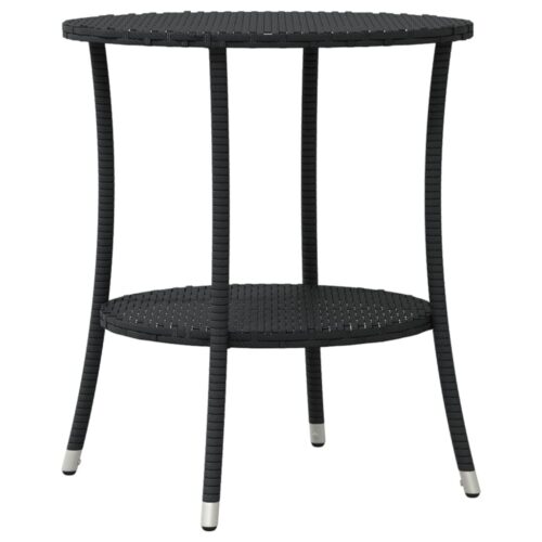 3-Piece Bistro Set with Cushions Black Poly Rattan Wicker Outdoor Patio Furniture - Image 8