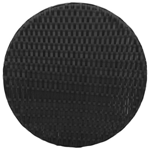 3-Piece Bistro Set with Cushions Black Poly Rattan Wicker Outdoor Patio Furniture - Image 9