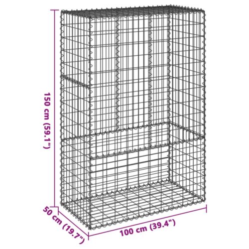 Gabion Basket with Cover 100x50x150cm Galvanised Iron - Image 7
