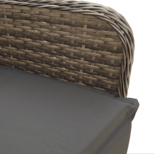 3-Piece Garden Bistro Set with Cushions Grey Poly Rattan Wicker Outdoor Patio Furniture - Image 6