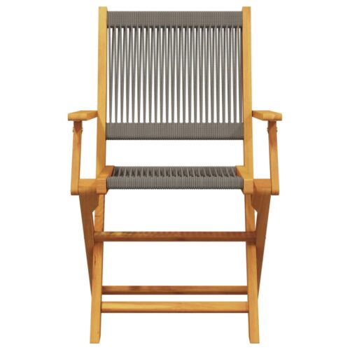 3-Piece Bistro Set Grey Polypropylene Wood Timber Outdoor Patio Furniture - Image 6
