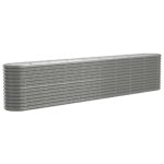 Garden Raised Bed Powder-Coated Steel 332x40x68cm Grey
