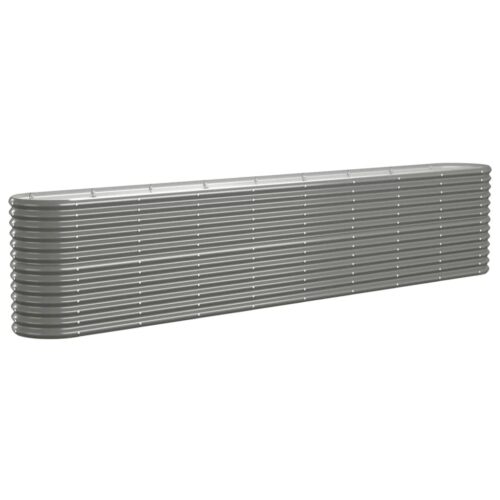 Garden Raised Bed Powder-Coated Steel 332x40x68cm Grey - Image 7