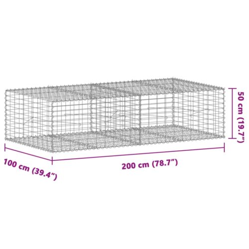 Gabion Basket with Cover 200x100x50cm Galvanised Iron - Image 7