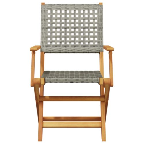 3-Piece Bistro Set Grey Poly Rattan Wicker Outdoor Patio Furniture Wood Timber Outdoor Patio Furniture - Image 3
