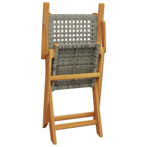 3-Piece Bistro Set Grey Poly Rattan Wicker Outdoor Patio Furniture Wood Timber Outdoor Patio Furniture - Image 7