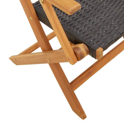 3-Piece Bistro Set Black Poly Rattan Wicker Outdoor Patio Furniture Wood Timber Outdoor Patio Furniture - Image 11