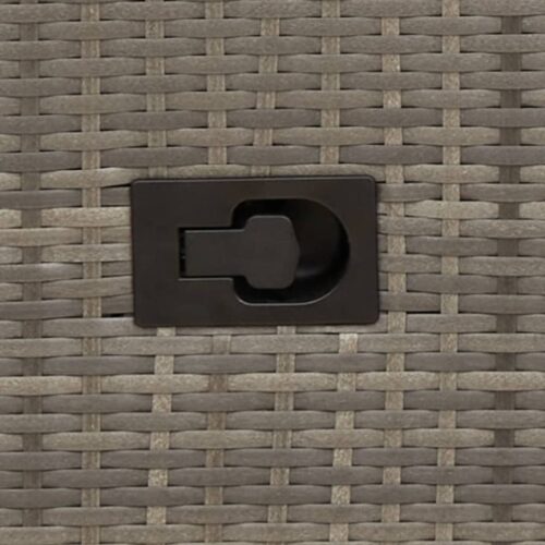 3-Piece Bistro Set with Cushions Grey Poly Rattan Wicker Outdoor Patio Furniture - Image 6