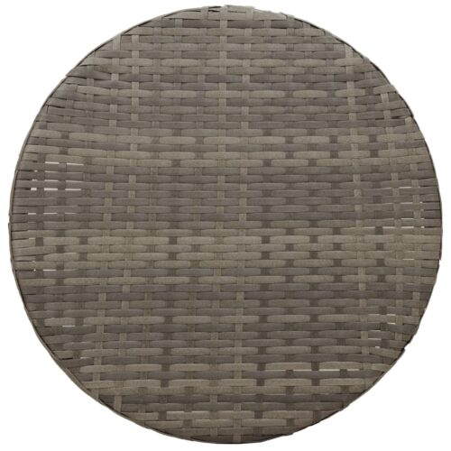 3-Piece Bistro Set with Cushions Grey Poly Rattan Wicker Outdoor Patio Furniture - Image 9