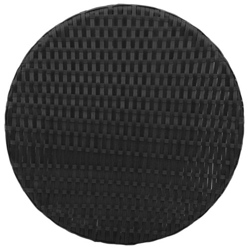 3-Piece Bistro Set with Cushions Black Poly Rattan Wicker Outdoor Patio Furniture - Image 9