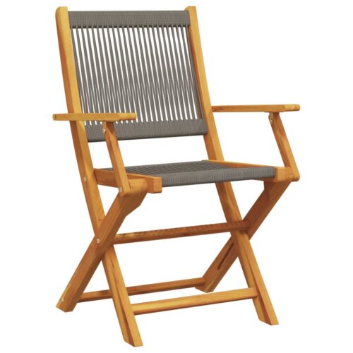3-Piece Bistro Set Grey Polypropylene Wood Timber Outdoor Patio Furniture - Image 5