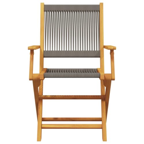 3-Piece Bistro Set Grey Polypropylene Wood Timber Outdoor Patio Furniture - Image 6