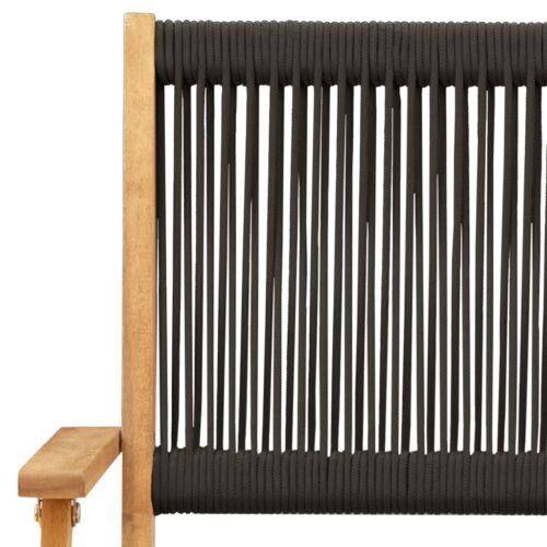 3-Piece Bistro Set Black Polypropylene Wood Timber Outdoor Patio Furniture - Image 9