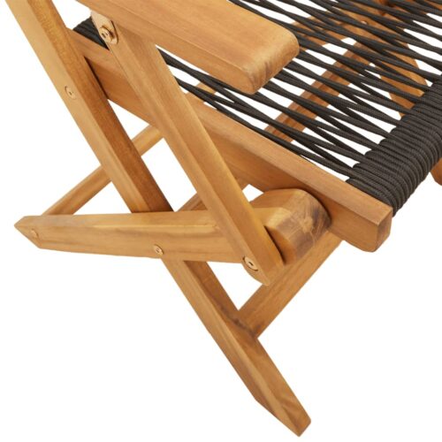 3-Piece Bistro Set Black Polypropylene Wood Timber Outdoor Patio Furniture - Image 11