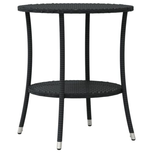 3-Piece Bistro Set with Cushions Black Poly Rattan Wicker Outdoor Patio Furniture - Image 8
