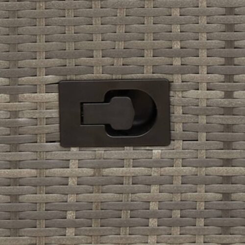 3-Piece Bistro Set with Cushions Grey Poly Rattan Wicker Outdoor Patio Furniture - Image 6