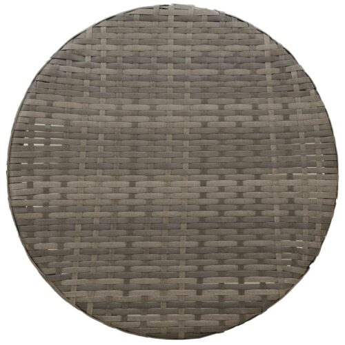 3-Piece Bistro Set with Cushions Grey Poly Rattan Wicker Outdoor Patio Furniture - Image 9