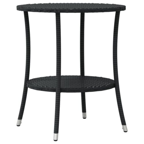 3-Piece Bistro Set with Cushions Black Poly Rattan Wicker Outdoor Patio Furniture - Image 8