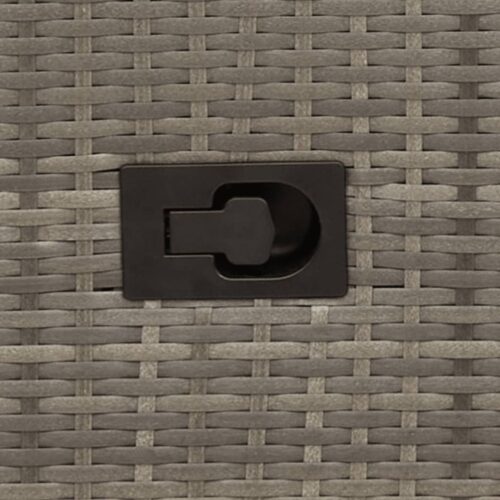 3-Piece Bistro Set with Cushions Grey Poly Rattan Wicker Outdoor Patio Furniture - Image 6