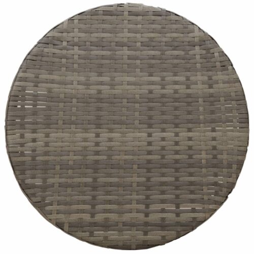 3-Piece Bistro Set with Cushions Grey Poly Rattan Wicker Outdoor Patio Furniture - Image 9