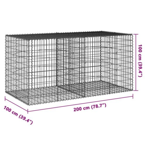 Gabion Basket with Cover 200x100x100cm Galvanised Iron - Image 7