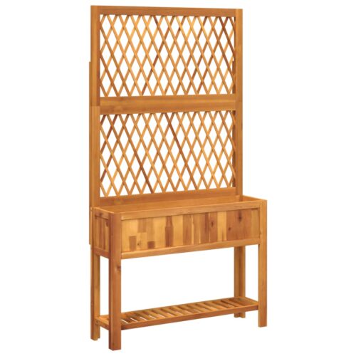 Planter with Trellis Shelf 100x32x185cm Solid Wood Acacia