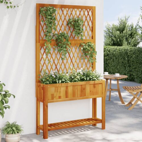 Planter with Trellis Shelf 100x32x185cm Solid Wood Acacia - Image 2