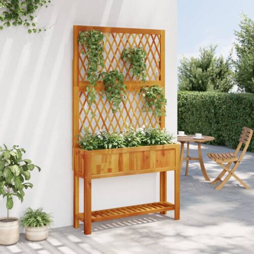 Planter with Trellis Shelf 100x32x185cm Solid Wood Acacia - Image 3