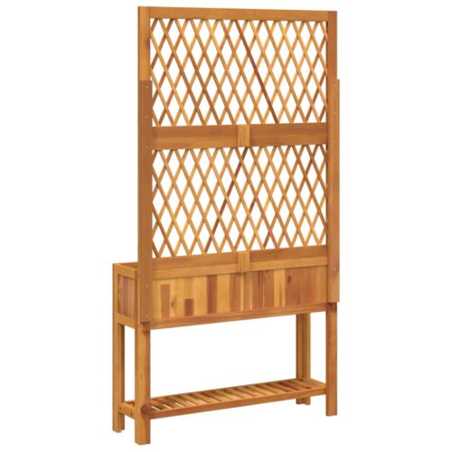 Planter with Trellis Shelf 100x32x185cm Solid Wood Acacia - Image 6