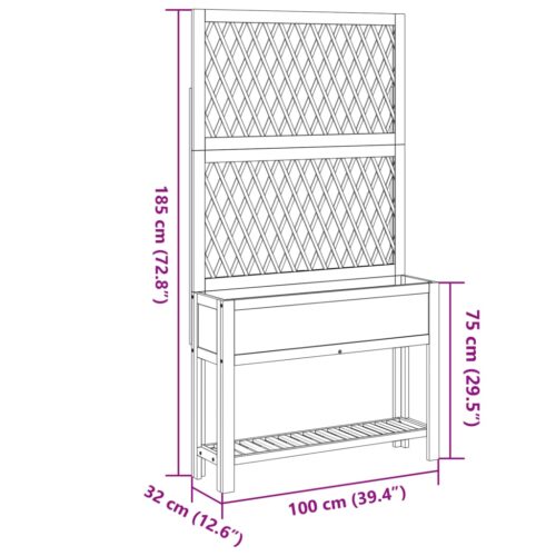 Planter with Trellis Shelf 100x32x185cm Solid Wood Acacia - Image 8