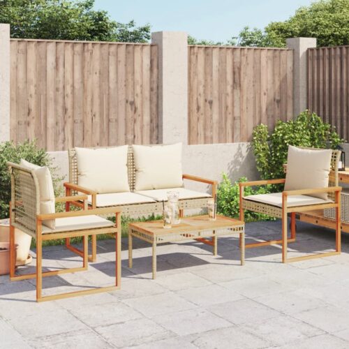 4-Piece Garden Sofa Set Outdoor Patio Balcony Lounge Chairs Cushions Furniture - Image 3