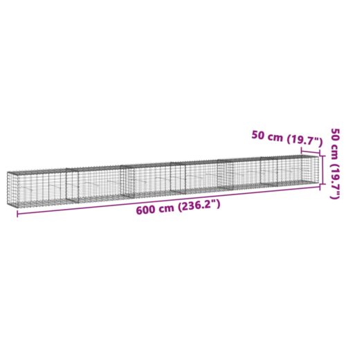 Gabion Basket with Cover 600x50x50cm Galvanised Iron - Image 7
