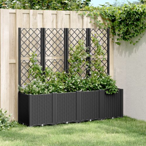 Garden Planter with Trellis Black 160x40x140cm PP - Image 2