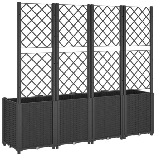 Garden Planter with Trellis Black 160x40x140cm PP - Image 5