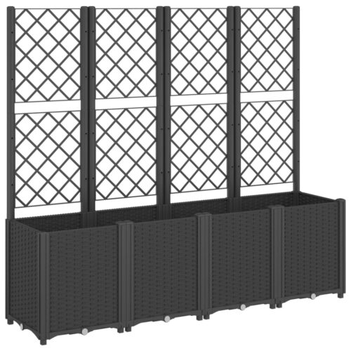 Garden Planter with Trellis Black 160x40x140cm PP - Image 9