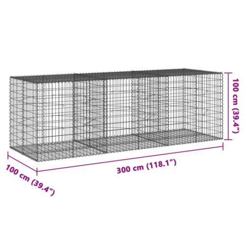 Gabion Basket with Cover 300x100x100cm Galvanised Iron - Image 7