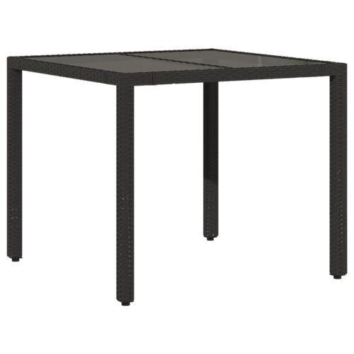 3-Piece Bistro Set with Cushions Black Poly Rattan Wicker Outdoor Patio Furniture - Image 4