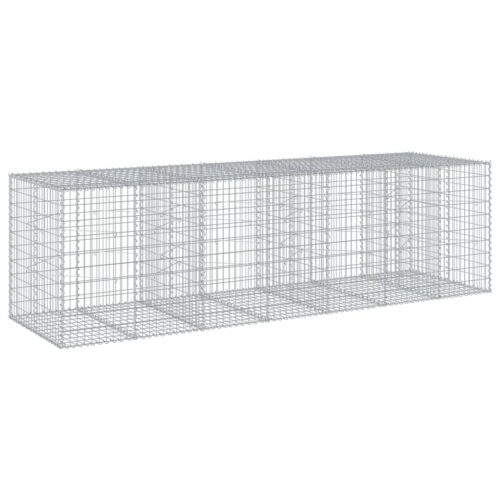 Gabion Basket with Cover 350x100x100cm Galvanised Iron - Image 8