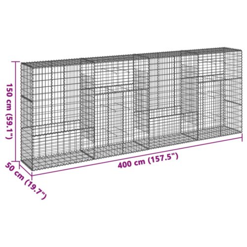 Gabion Basket with Cover 400x50x150cm Galvanised Iron - Image 7