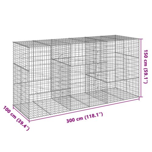 Gabion Basket with Cover 300x100x150cm Galvanised Iron - Image 7