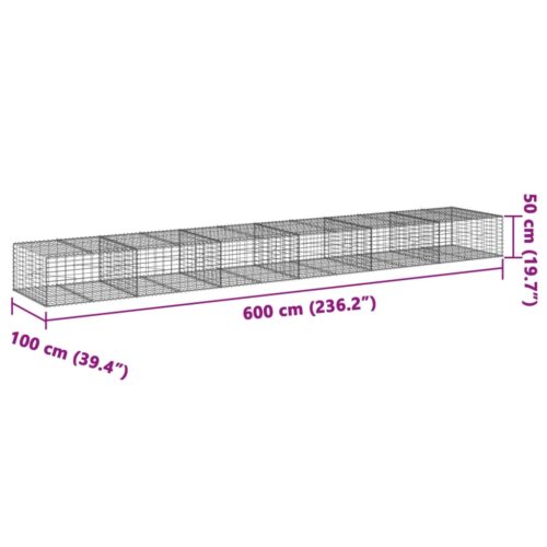 Gabion Basket with Cover 600x100x50cm Galvanised Iron - Image 7